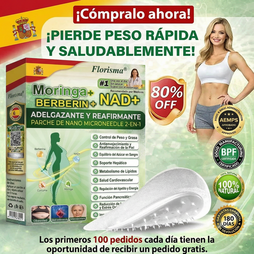Pago contra entrega [70 % de descuento] Florisma® 👩‍⚕️ Parches microagujeros premium 10 en 1 con moringa y berberina. Indicados para la obesidad, la diabetes, la apnea del sueño y los problemas articulares💟