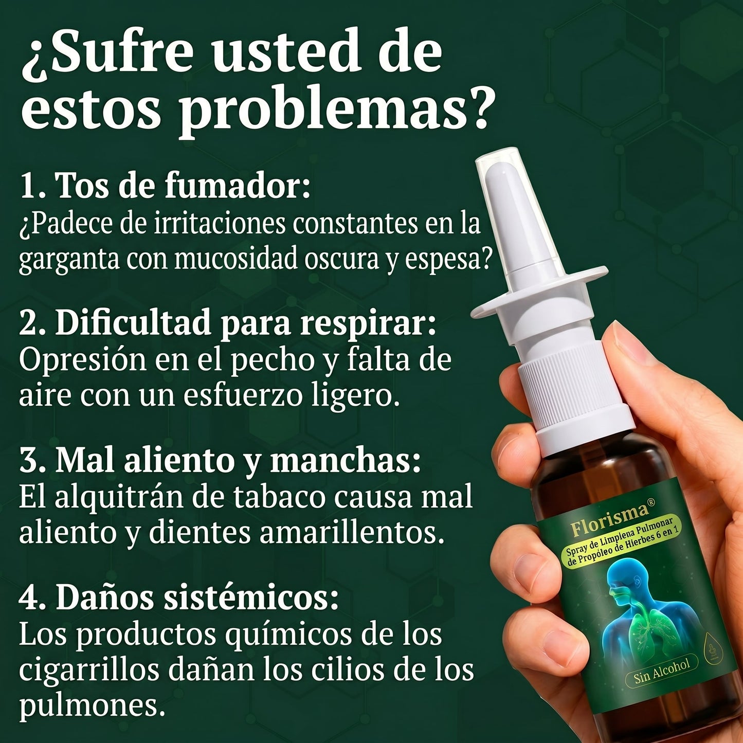 💚💫Tienda oficial：Florisma® Spray de Limpieza Pulmonar de Propóleo de Hierbas 6 en 1(Alivio inmediato, efectos a largo plazo)
