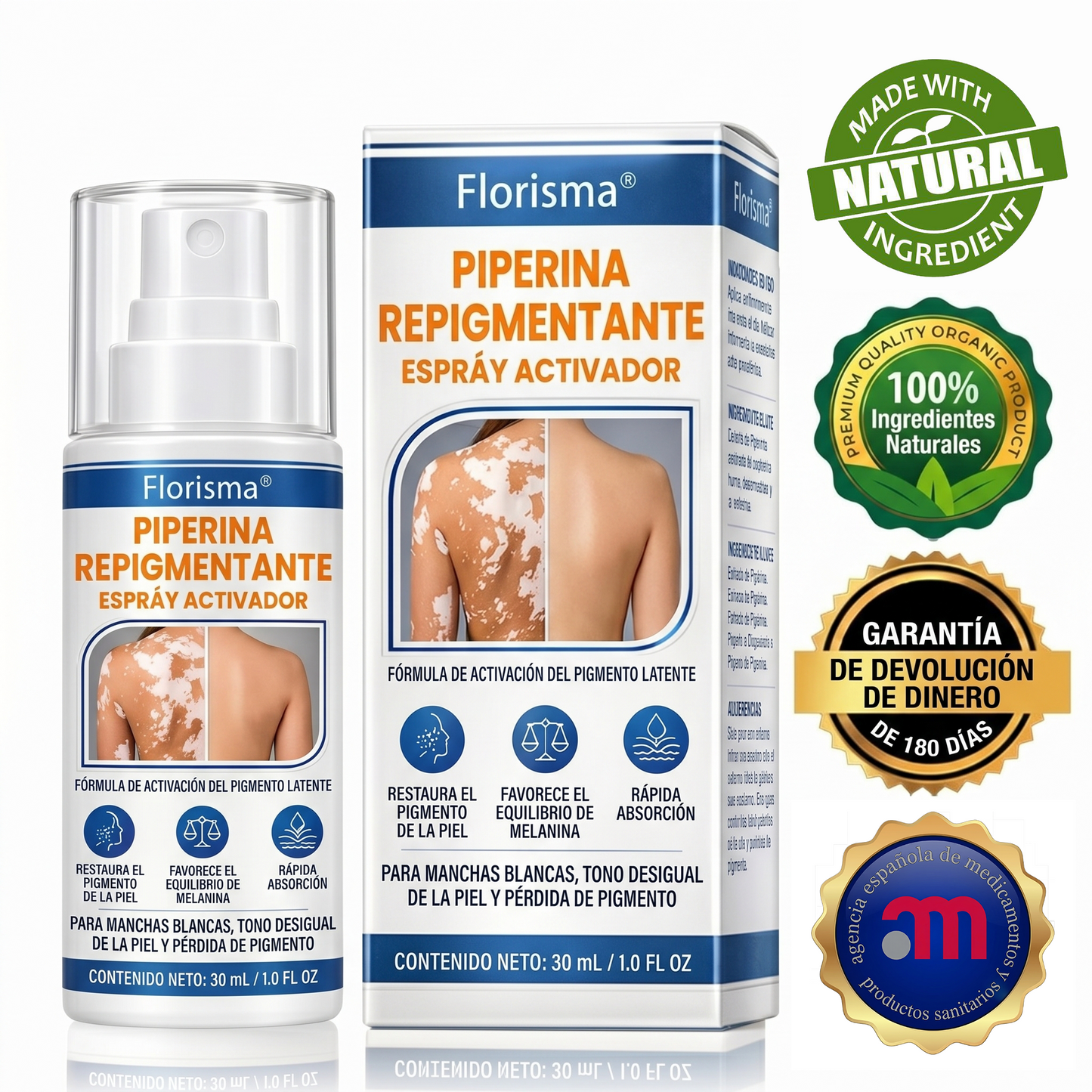 💙🍨 El spray activador de pigmentación Florisma® activa los melanocitos inactivos y restaura el tono natural de la piel.