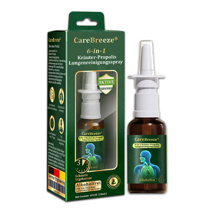 💚🇩🇪 Offizieller Store：CareBreeze® 6-in-1 Kräuter-Propolis Lungenreinigungsspray-Feinzerstäubung(⚡Sofortige Linderung🫁Langzeitwirkungen)