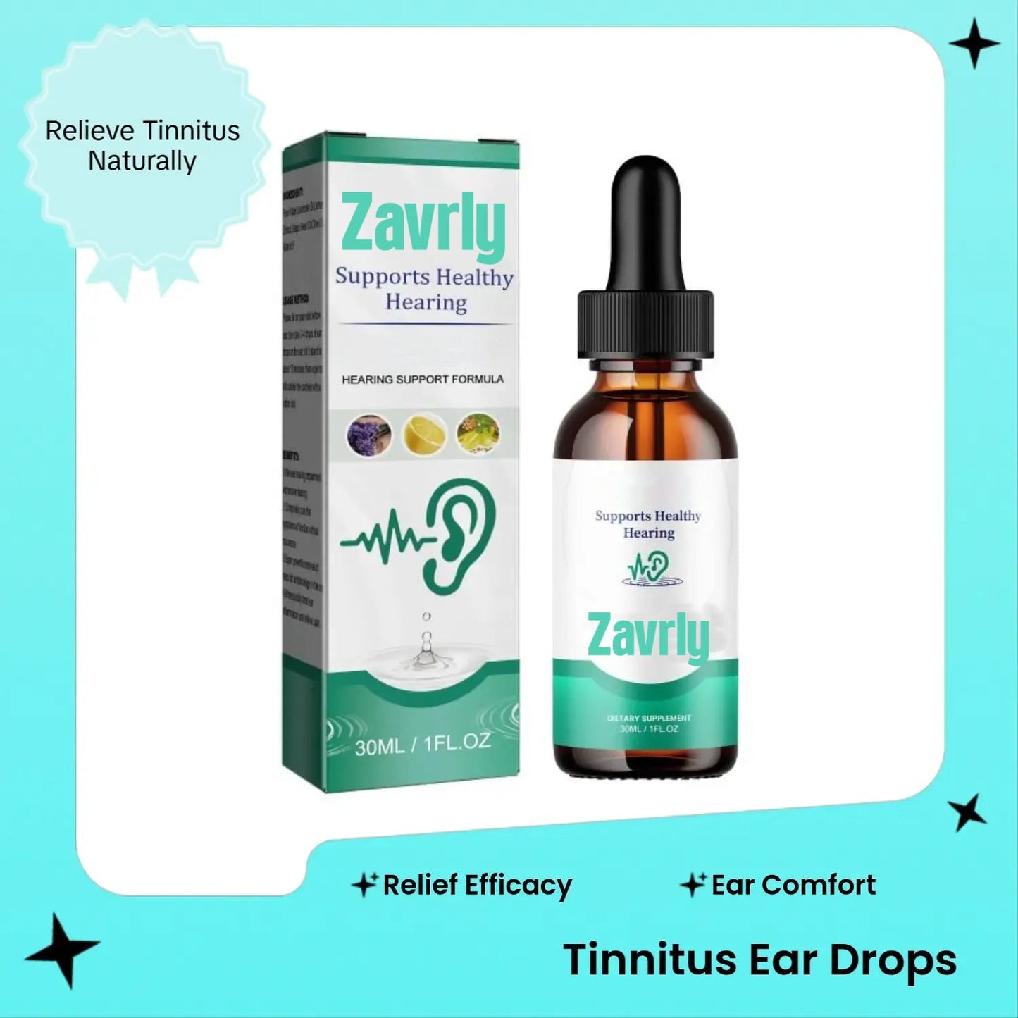Zavrly Gotas para el tinnitus para unos oídos despejados y un confort absoluto – Obtenga un alivio instantáneo del tinnitus y las molestias auditivas🏆