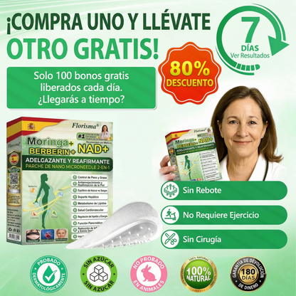 Pago contra entrega [70 % de descuento] Florisma® 👩‍⚕️ Parches microagujeros premium 10 en 1 con moringa y berberina. Indicados para la obesidad, la diabetes, la apnea del sueño y los problemas articulares💟