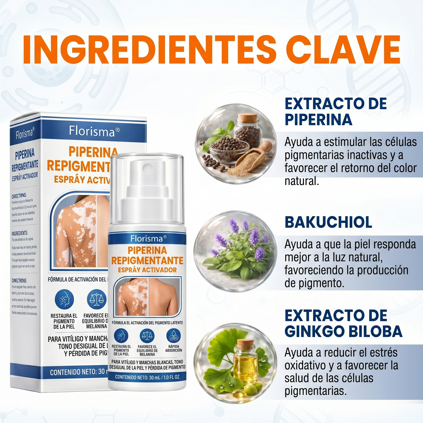 💙🍨 El spray activador de pigmentación Florisma® activa los melanocitos inactivos y restaura el tono natural de la piel.