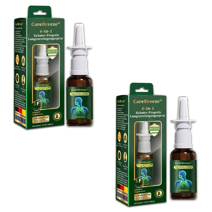 💚🇩🇪 Offizieller Store：CareBreeze® 6-in-1 Kräuter-Propolis Lungenreinigungsspray-Feinzerstäubung(⚡Sofortige Linderung🫁Langzeitwirkungen)
