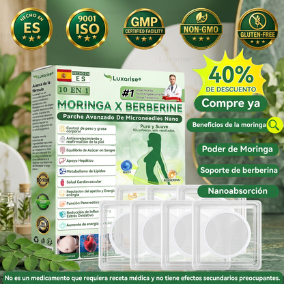 𝑳𝒖𝒙𝒂𝒓𝒊𝒔𝒆® ⏰ Moringa & Berberina 10 en 1 Parche Avanzado de Microagujas Nano (Uso diario, cambios visibles en 7 días) 👩‍⚕️ Obesidad, Diabetes, Apnea del Sueño y Problemas Articulares 🌻