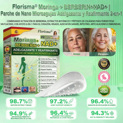 Pago contra entrega [70 % de descuento] Florisma® 👩‍⚕️ Parches microagujeros premium 10 en 1 con moringa y berberina. Indicados para la obesidad, la diabetes, la apnea del sueño y los problemas articulares💟