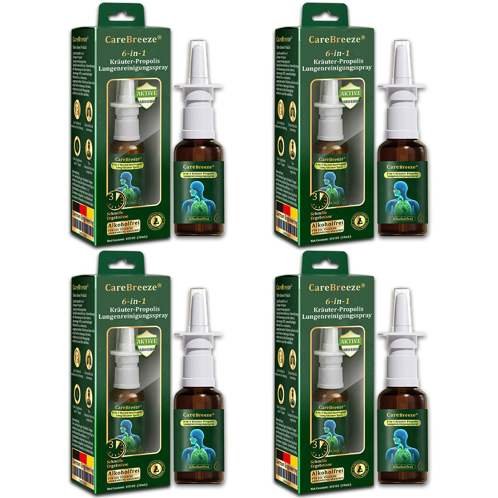 💚🇩🇪 Offizieller Store：CareBreeze® 6-in-1 Kräuter-Propolis Lungenreinigungsspray-Feinzerstäubung(⚡Sofortige Linderung🫁Langzeitwirkungen)