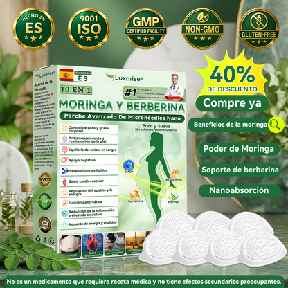 𝑳𝒖𝒙𝒂𝒓𝒊𝒔𝒆® 🍃 Moringa & Berberina 10 en 1 Parche Avanzado de Microagujas Nano 🎉 (Uso diario, cambios visibles en 7 días) Obesidad, Diabetes, Apnea del Sueño y Problemas Articulares